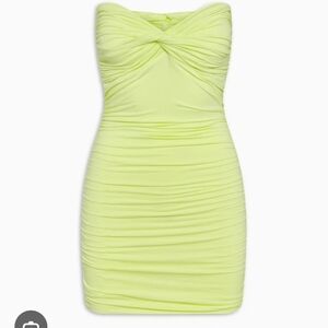 KHY TWISTED TUBE MINI DRESS NEON ROUCHED STRAPLES NWT SIZE MEDIUM